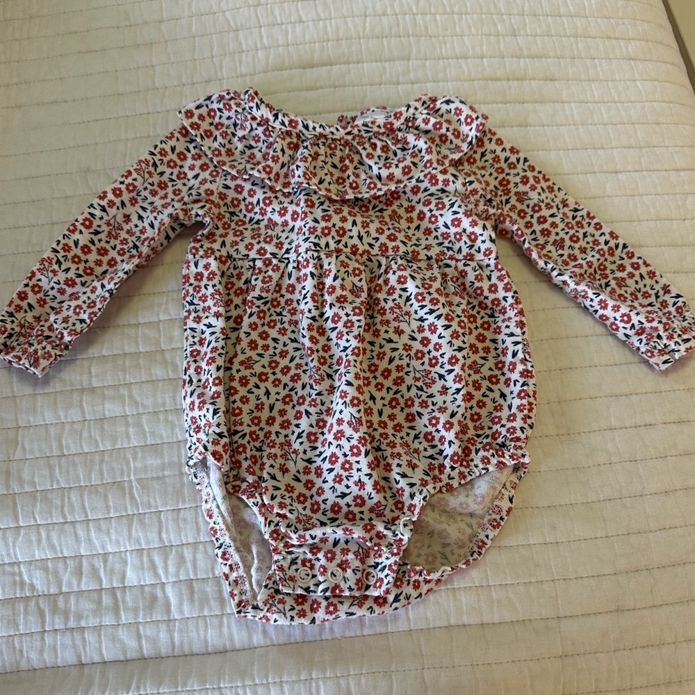 Carter's Floral Long Sleeve Bodysuit - Red and White